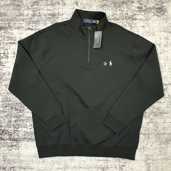 NWT Polo Ralph Lauren Double-Knit Quarter-Zip Pullover Black 1XB MSRP $125